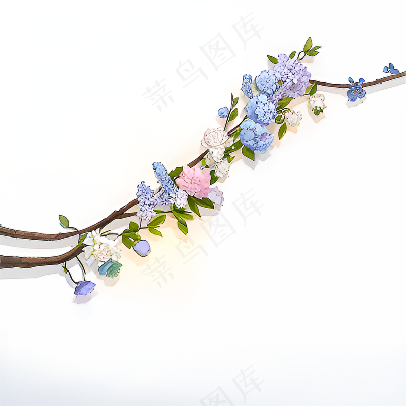 粉色手绘梅花一枝梅素材16