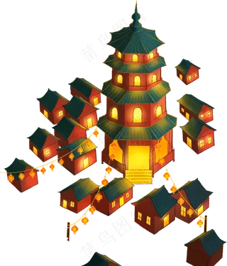 国风鼓楼宝塔素材4