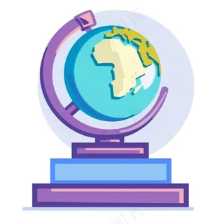 地球仪学习工具卡通插画免抠