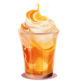 冰淇淋奶茶奶油饮料手绘卡通插画免抠