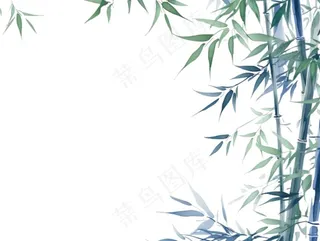 竹林竹子水墨画墨绿插画免抠