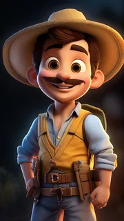 3D卡通人物农民男性3