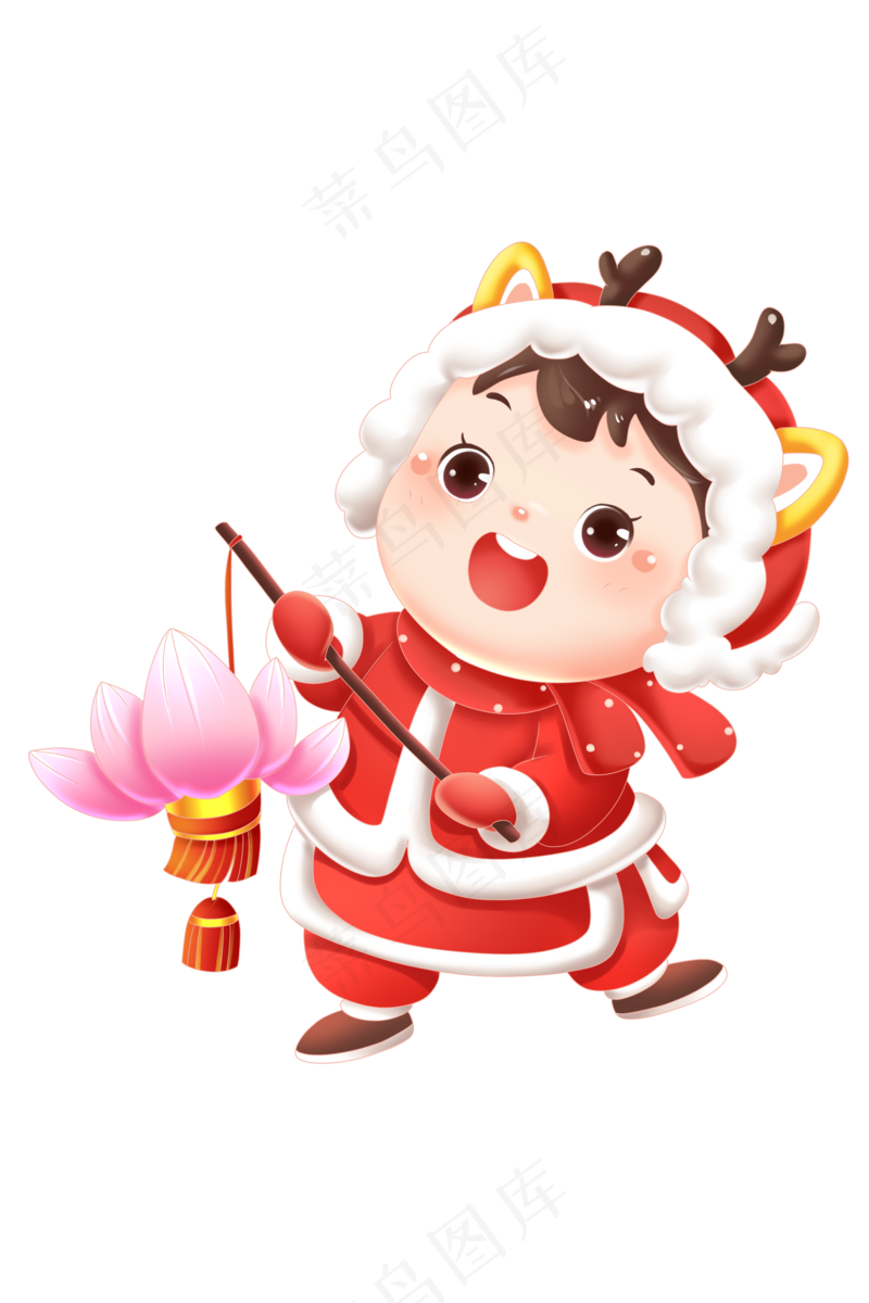 龙年元宵节福娃提花灯莲花灯笼