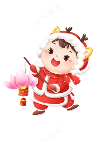 龙年元宵节福娃提花灯莲花灯笼