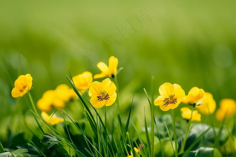春天黄色小花朵绿色草丛摄影图(4032x2688)