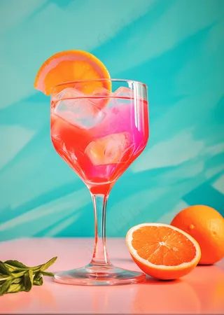 西柚气泡果酒饮料摄影图