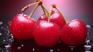 樱桃车厘子新鲜水果水珠摄影图