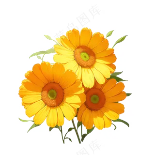 黄色向日葵花朵免抠素材35