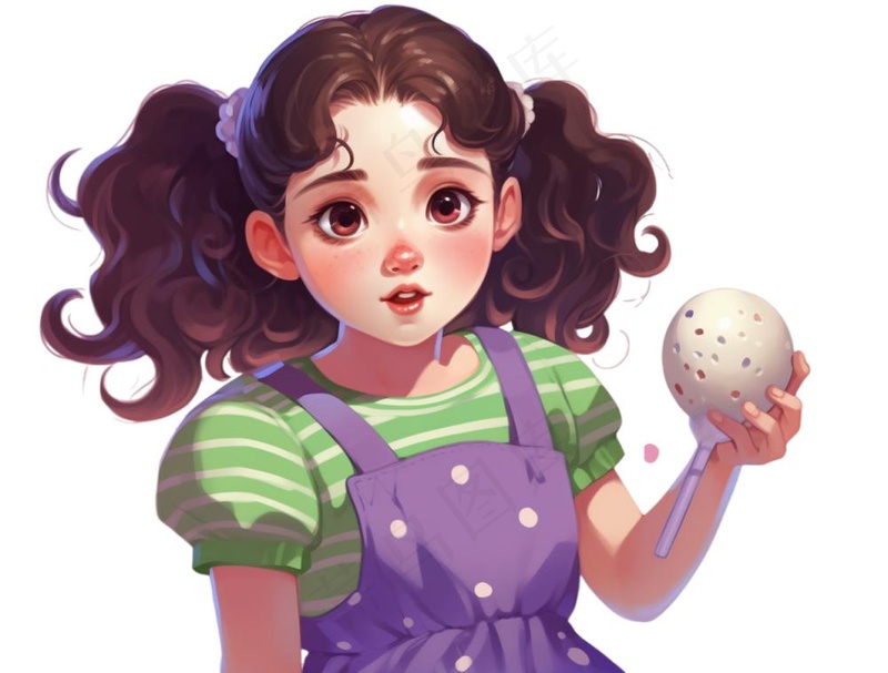 女孩那种气球开心卡通插画免抠