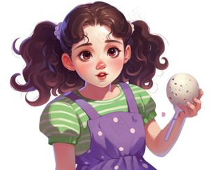 女孩那种气球开心卡通插画免抠