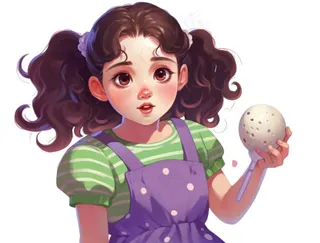 女孩那种气球开心卡通插画免抠