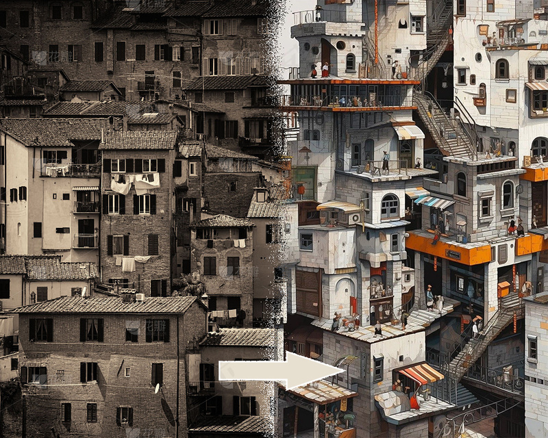 朴实的旧楼转变到繁华的小洋楼