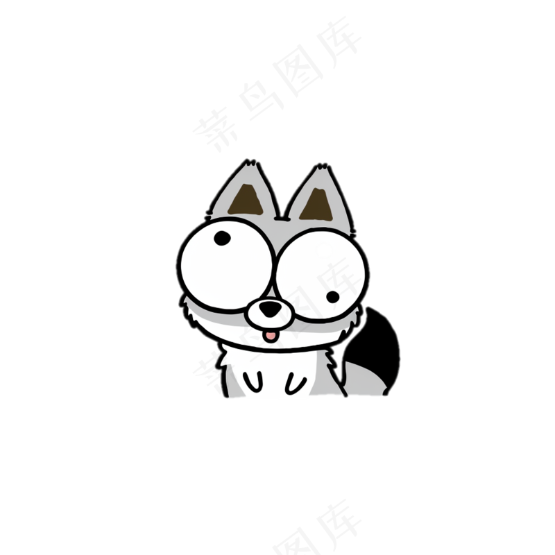 灰色小狼 儿童简笔画 卡通小动物 免抠透明底