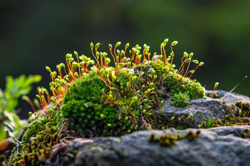 苔藓石壁上生长的苔藓春天摄影图(4032x2688)