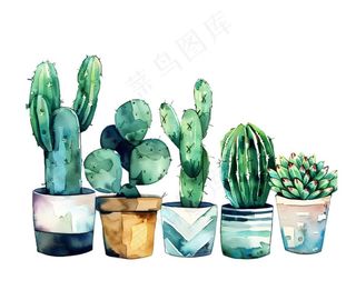 室内盆栽绿植装饰手绘插画免抠