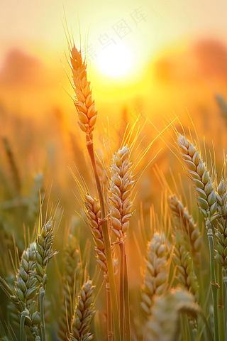 金秋麦芒麦穗秋收摄影图