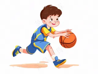 打篮球男孩运动员卡通插画免抠