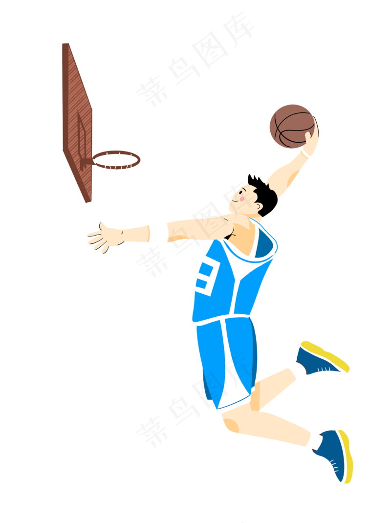 手绘跳起打球篮球PNG素材