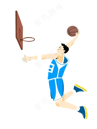 手绘跳起打球篮球PNG素材