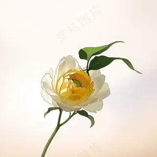 白色黄色手绘新中式风格花植物11 白色黄色手绘新中式风格花植物11