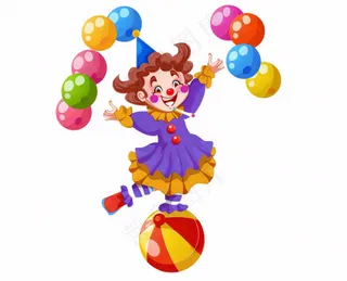 小丑杂技团搞怪愚人节卡通插画免抠