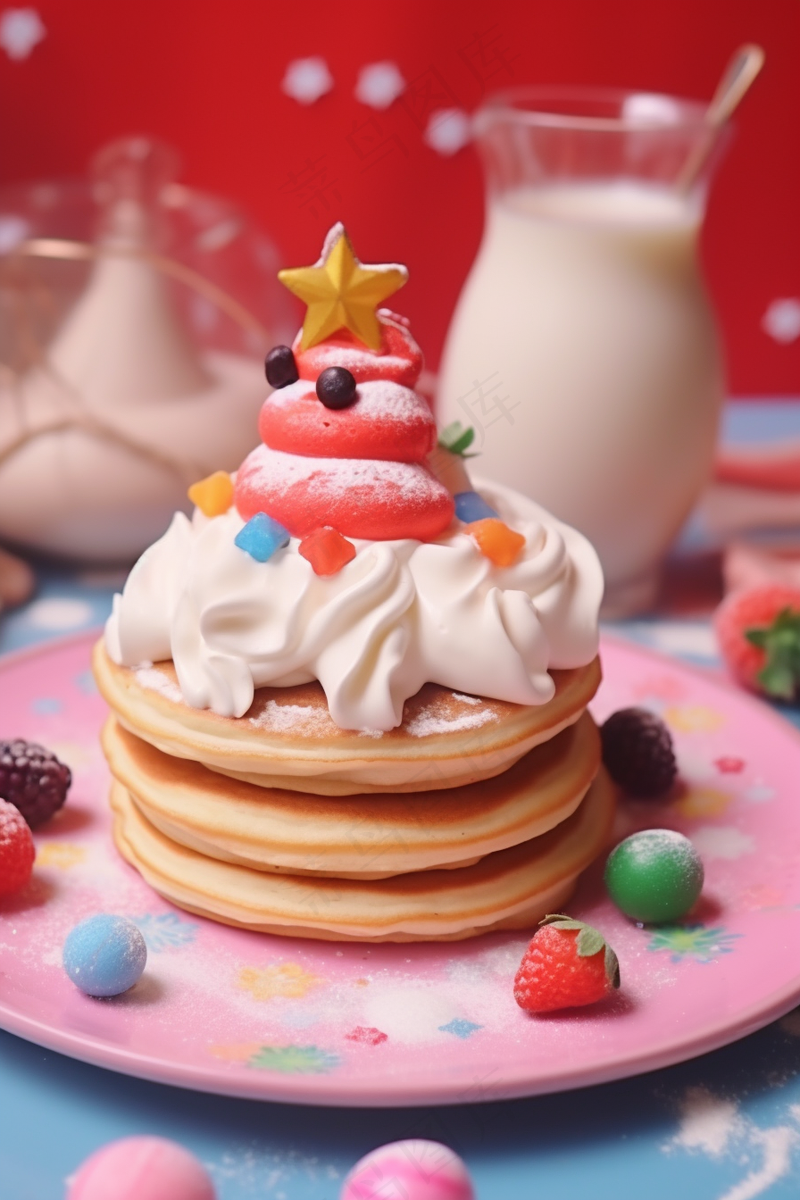 草莓奶油蛋糕甜点节日摄影图