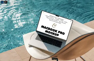 泳池边电脑样机