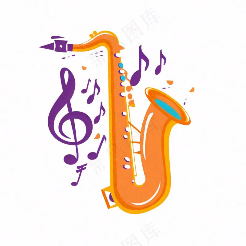 萨克斯乐器卡通插画免抠(1024x1024)