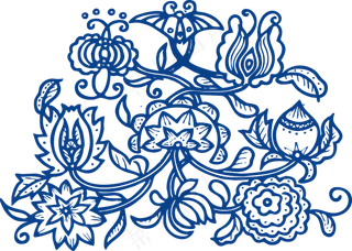 古代青花瓷图案花纹中国风图案祥云纹理传统图腾PNG免扣素材