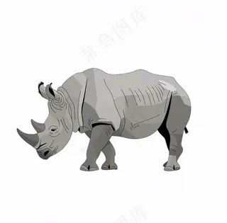 大犀牛动物卡通插画免抠