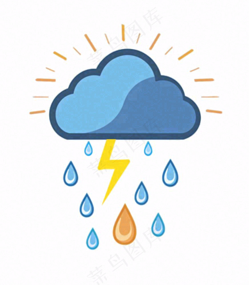 雷雨天气天气卡通插画免抠(1024x1168)