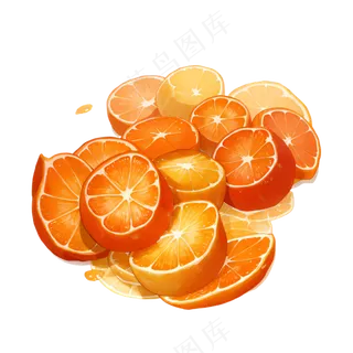 橙色 手绘 橙子 免抠 素材7