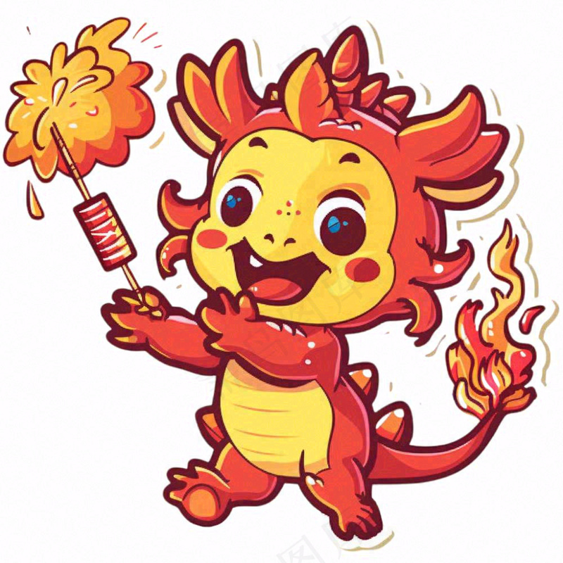 新年吉祥物龙年十二生肖动物卡通插画免抠(1024x1024)