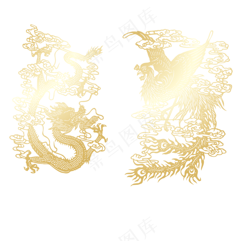 中国风金色龙元素古风水墨龙png免抠透明素材装饰图片PS素材