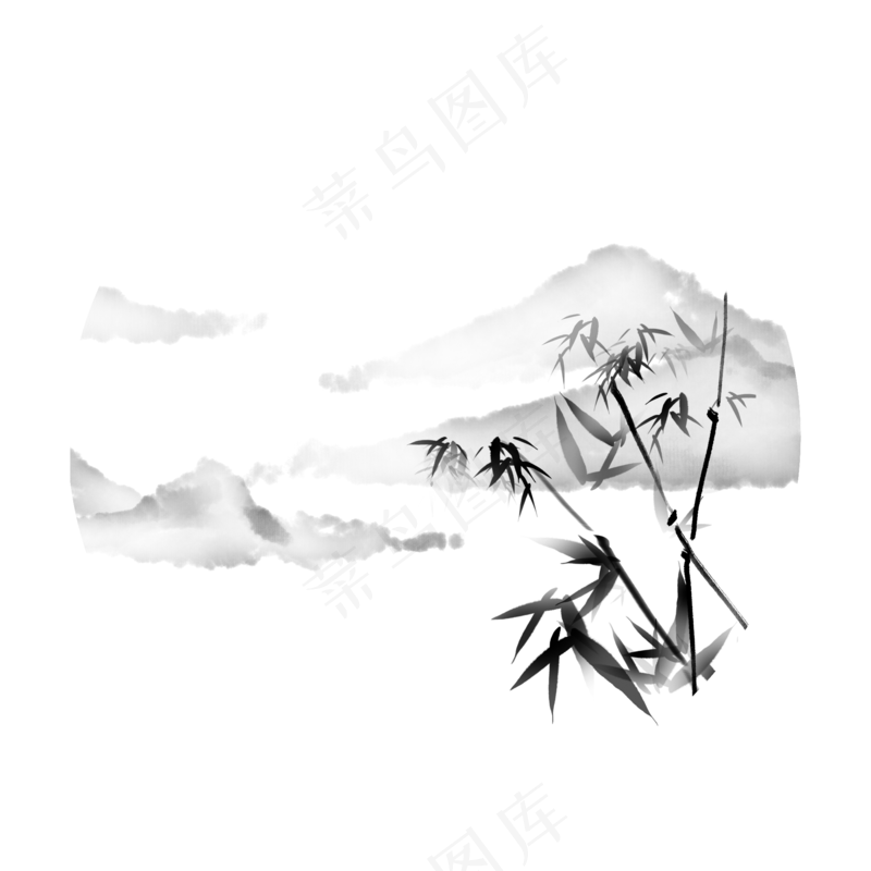 中国风水墨竹子图片古风竹叶竹林水彩手绘插画PNG免扣设计