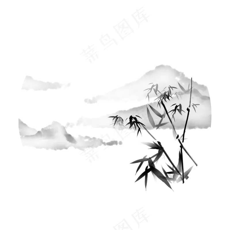 中国风水墨竹子图片古风竹叶竹林水彩手绘插画PNG免扣设计