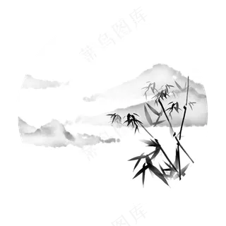 中国风水墨竹子图片古风竹叶竹林水彩手绘插画PNG免扣设计