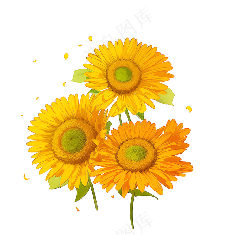 黄色向日葵花朵免抠素材12
