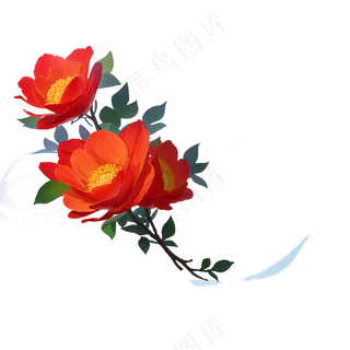 红色 海棠花 手绘 免抠 素材33