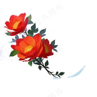 红色 海棠花 手绘 免抠 素材33