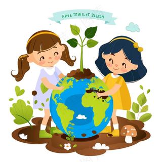 世界地球保护环境绿色卡通插画免抠