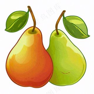 梨啤梨水果卡通插画免抠