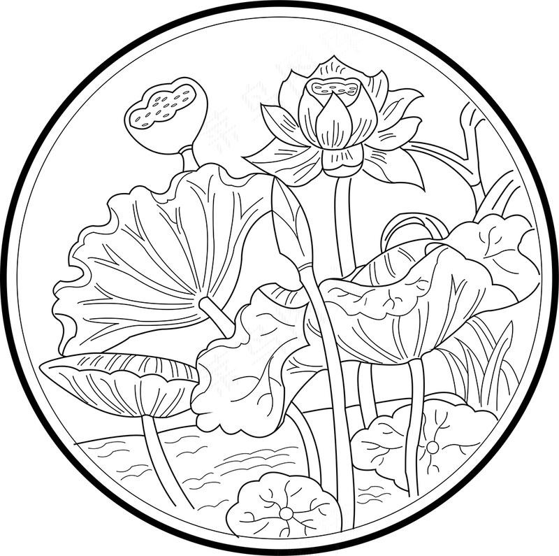 莲花圆形雕刻图cdr矢量模版下载