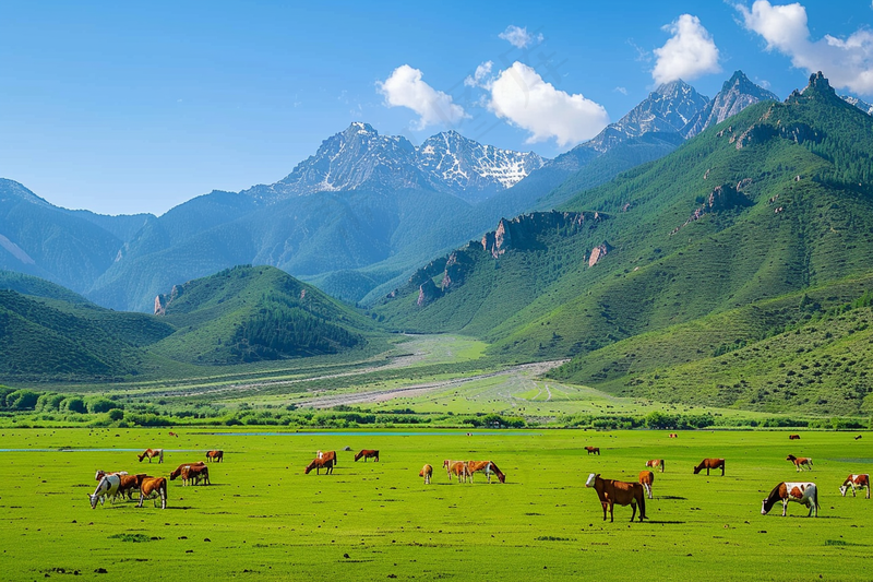 春天草甸草地山坡摄影图(4032x2688)