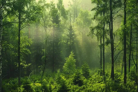 山林森林阳光绿色大自然风景摄影图