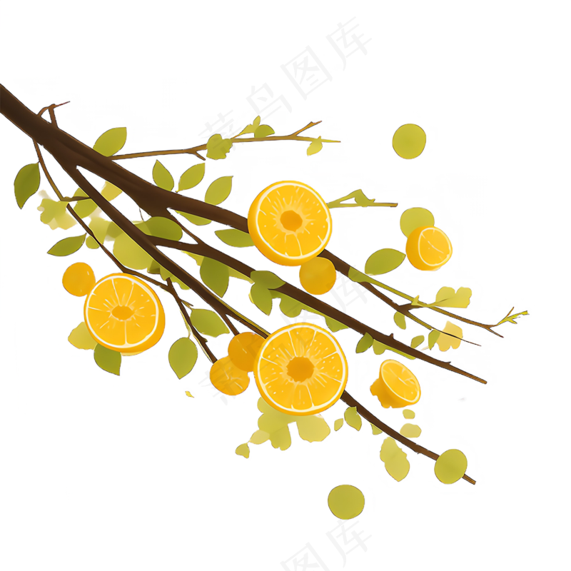 黄色 唯美 手绘 免抠 PNG 花 植物 素材2
