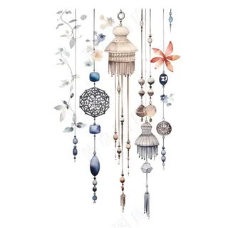 风铃植物鲜花卡通水彩插画免抠