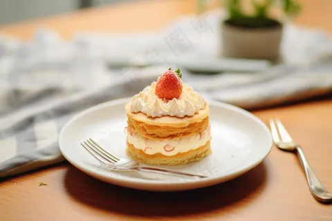 小蛋糕水果蛋糕下午茶美食甜点摄影图