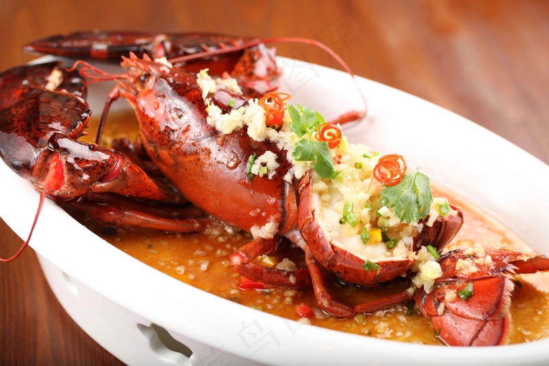 开背蒜蓉龙虾美食