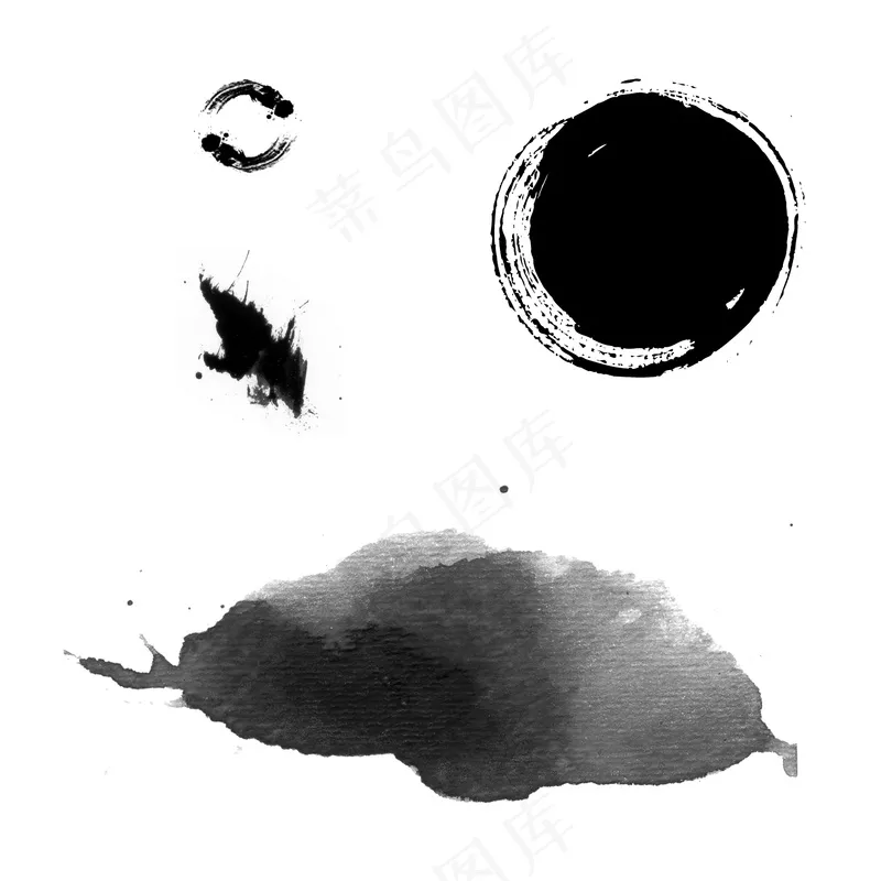 笔触水墨晕染素材psd模版下载